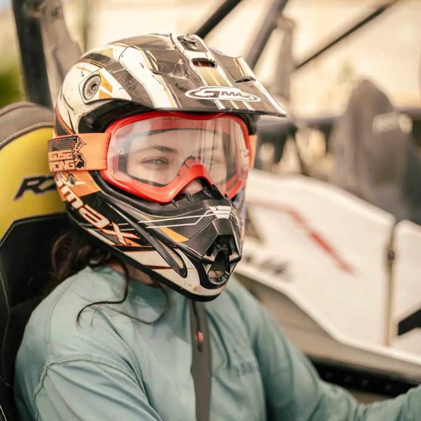Safety gear laid out for ATV tour participants in Los Cabos